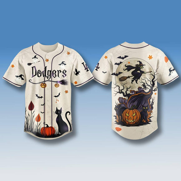 Men's Cream Los Angeles Dodgers 2025 Halloween Baseball Jersey